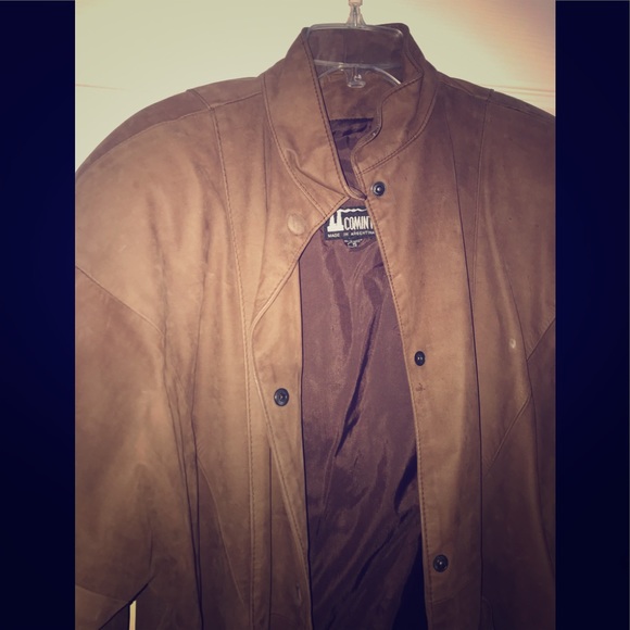 Genuine Vintage Brown Leather Suede Jacket Coat - Picture 1 of 9